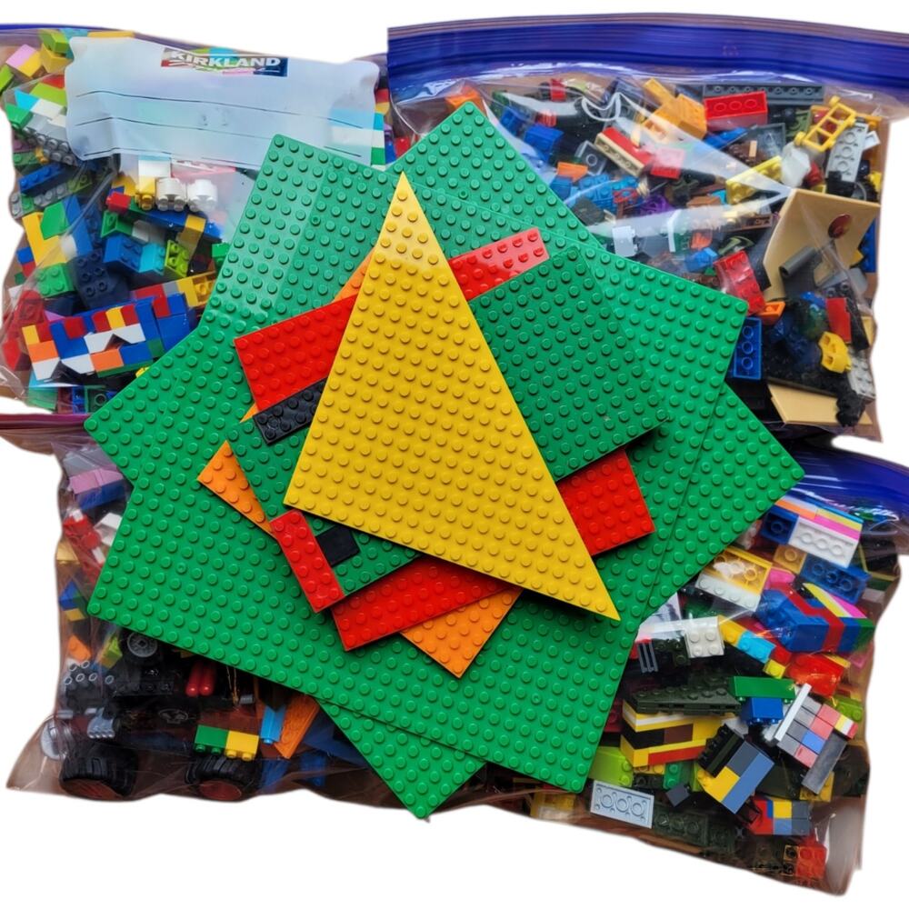 10+ LB Mixed Building Bricks & Plates Lot – Non-LEGO Assorted Blocks Pieces